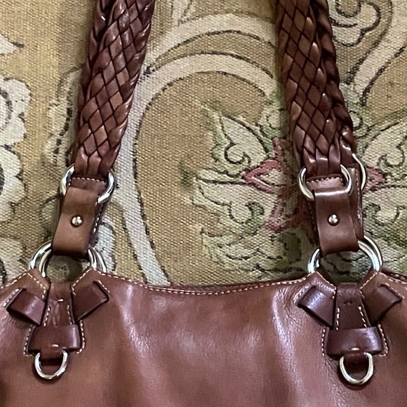 Donald J. Pliner | Leather Shoulder Bag with Braided Handles ♥ NWOT - Picture 2 of 9